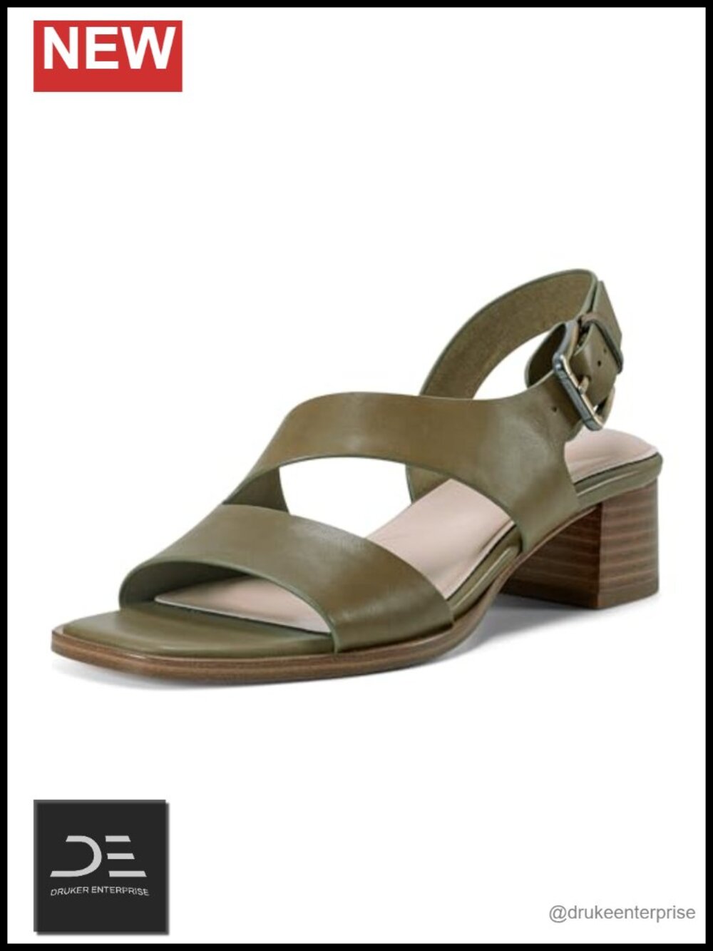 Rockport Women's Hennly Heeled Sandals Block Heel Leather Slingback